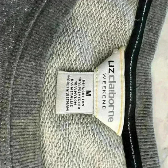 Liz Claiborne Sparkle Gray Sweatshirt/Sweater with cross cross design - Picture 3 of 5
